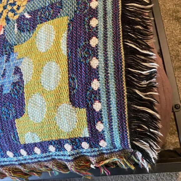 VTG Tapestry Blanket Woven Throw Cheer Fringe 45”x53”Cheerleading Cottagecore - Picture 7 of 7